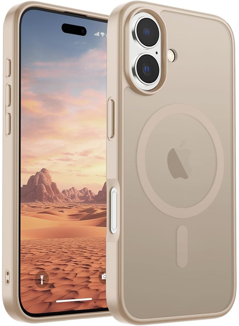 أكاليكس جراب مغناطيسي غير لامع لهاتف آيفون 17، متوافق مع MagSafe، غطاء فاخر مطلي، جراب حماية للهاتف مقاوم للصدمات مصنوع من مادة TPU الناعمة غير اللامعة | تيتانيوم صحراوي - Image 1