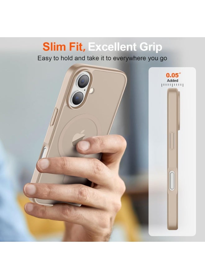 أكاليكس جراب مغناطيسي غير لامع لهاتف آيفون 17، متوافق مع MagSafe، غطاء فاخر مطلي، جراب حماية للهاتف مقاوم للصدمات مصنوع من مادة TPU الناعمة غير اللامعة | تيتانيوم صحراوي - Image 5