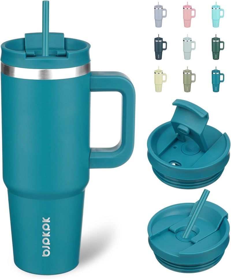 BJPKPK 30 oz Insulated Tumbler With Lid And Straw Stainless Steel Tumblers Cup With Handle For Women And Men,Laguna - Image 1