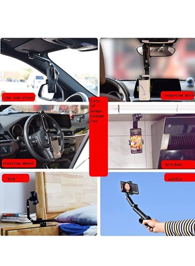 ELTRAZONE Sun Visor Car Cell Phone Holder, 360 Rotating Car Mount Support Clip Bracket , Adjustable Arm Cradles Car Holder Mount Phone Car Clip for Sun Visor Rearview Mirror Steering Wheel(Grey) - Image 4