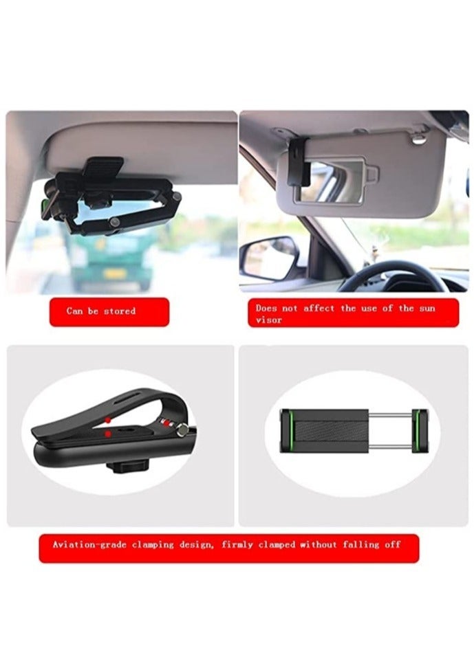 ELTRAZONE Sun Visor Car Cell Phone Holder, 360 Rotating Car Mount Support Clip Bracket , Adjustable Arm Cradles Car Holder Mount Phone Car Clip for Sun Visor Rearview Mirror Steering Wheel(Grey) - Image 2