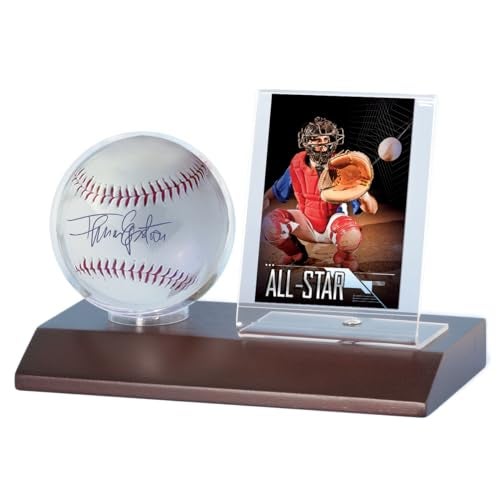 Ultra Pro حامل كرات وقاعدة خشبية داكنة من MLB، 8.2 × 6.5 × 4.7 بوصة، متعدد الألوان - Image 2