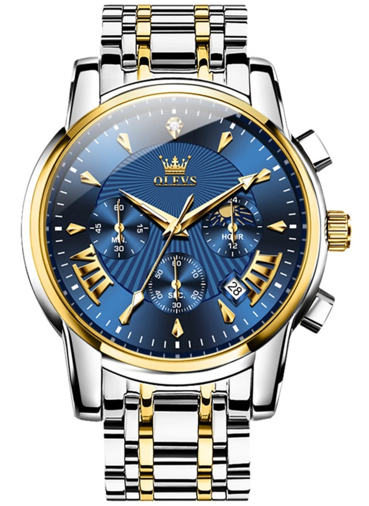 Watches For Men Stainless Steel Quartz Water Resistant Watch for Gift Box Gold&Silver 41mm 2892