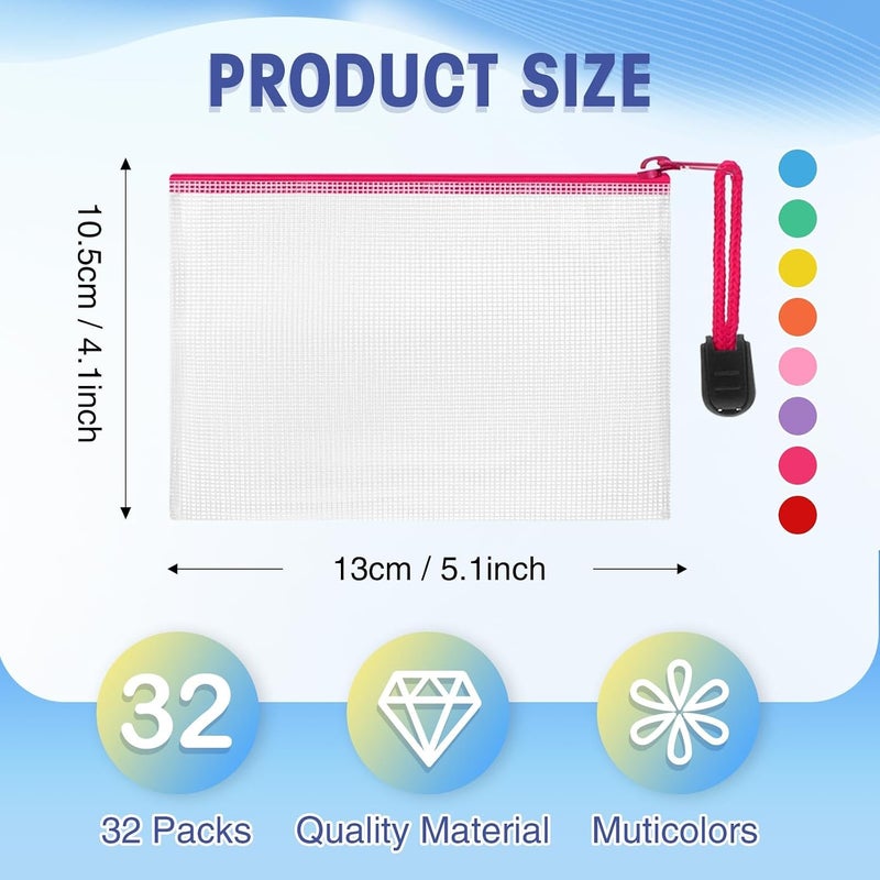 Jetec 32 Pcs Mesh Zipper Bags Toy Storage Bikini Organizer Bag Bolsas Para Guardar Trajes De Bano Waterproof Zipper Reusable Pouch Puzzle Multipurpose for Storage Office(Stylish Color,5.1 x 4.1 Inch) - Image 2