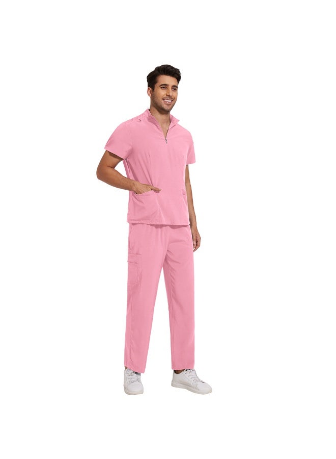 NIBEMINENT Scrubs Medical Uniform Solid Color Workwear Unisex Elastic Breathable Nurse Uniform Doctor Clinic Hospital Accessories Men Women - Image 1