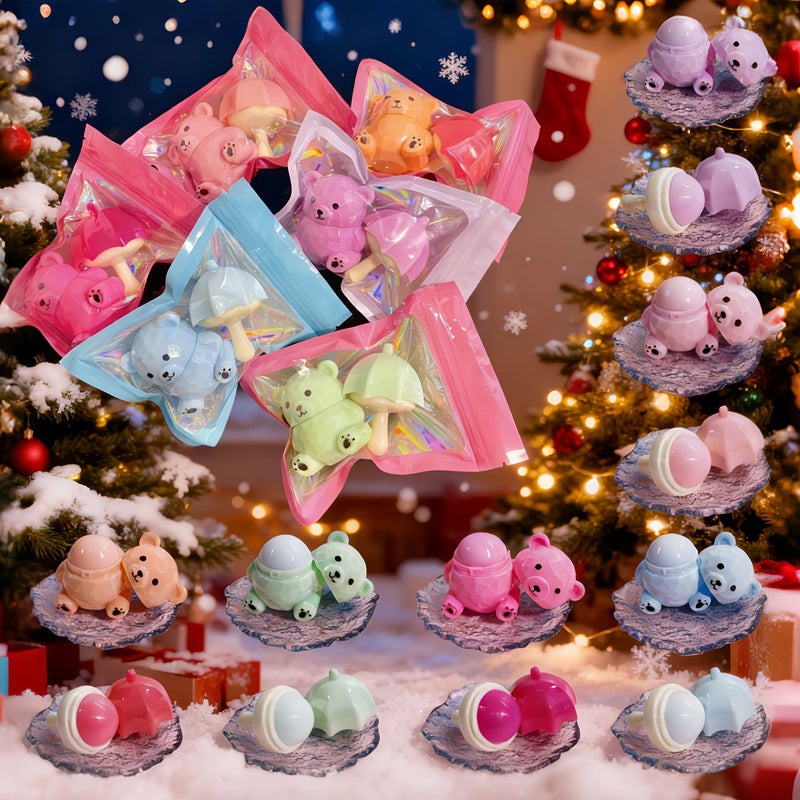 Moisturizing Lip Balm 3D Bear Mini Umbrella Design Rose Red Set Of 2 - Image 2