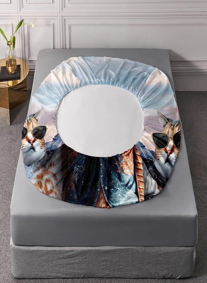 AILONEN 3D Cat Fitted Sheet Set, Twin Size, Funny Kitten Bedding Set for Kids Boys Girls,Cat Lovers Animal Bed Sheet Set,3 Pieces, 1 Fitted Sheet and 2 Pillowcases - Image 5