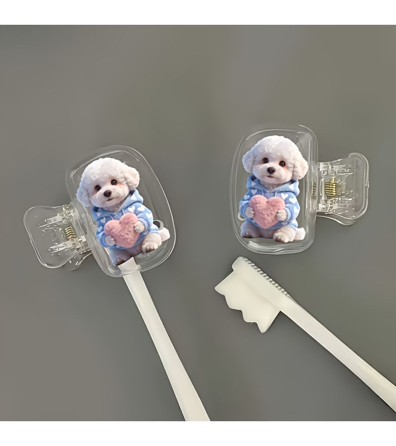 2 قطعة من علبة تخزين فرشاة الأ teeth كلب بيشون فريز بنمط القلب للحماية المنزلية وأثناء السفر - Image 5