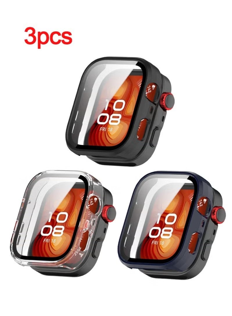 Compatible with Huawei Watch Fit 4 Pro Screen Protector Case, [Anti-Scratch] PC Frame Shell+Tempered Glass Replacement Protective Case for Huawei Watch Fit 4 Pro Accessories - Image 1