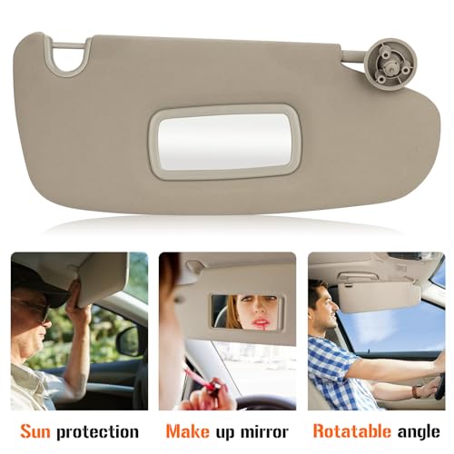 AEagle Left & Right Sun Visor for 2002-2009 Dodge Ram 1500 2500 3500, Driver & Passenger Side Beige Gray Sunvisor Replacement 1CT18TL2AA - Image 3