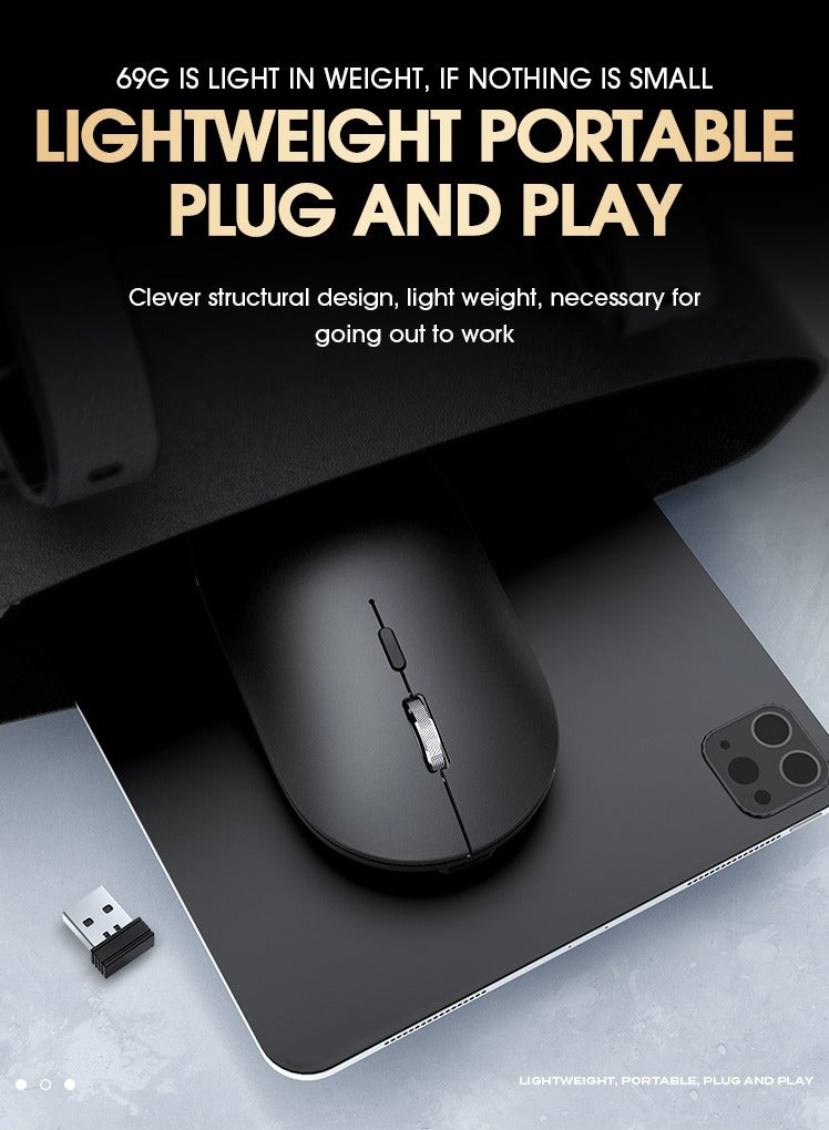 ARNOTEC Wireless Bluetooth Mouse Rechargeable – Dual Mode 2.4G + Bluetooth 5.0 Ergonomic Metal Scroll Wheel Mouse, 3 DPI Levels Adjustable, Silent Click, 69g Lightweight, Type-C Charging for Laptop/Desktop/iPad - Image 3