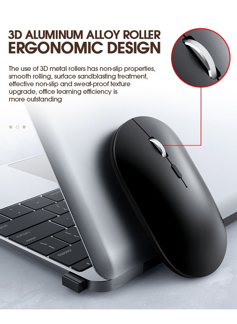 ARNOTEC Wireless Bluetooth Mouse Rechargeable – Dual Mode 2.4G + Bluetooth 5.0 Ergonomic Metal Scroll Wheel Mouse, 3 DPI Levels Adjustable, Silent Click, 69g Lightweight, Type-C Charging for Laptop/Desktop/iPad - Image 4