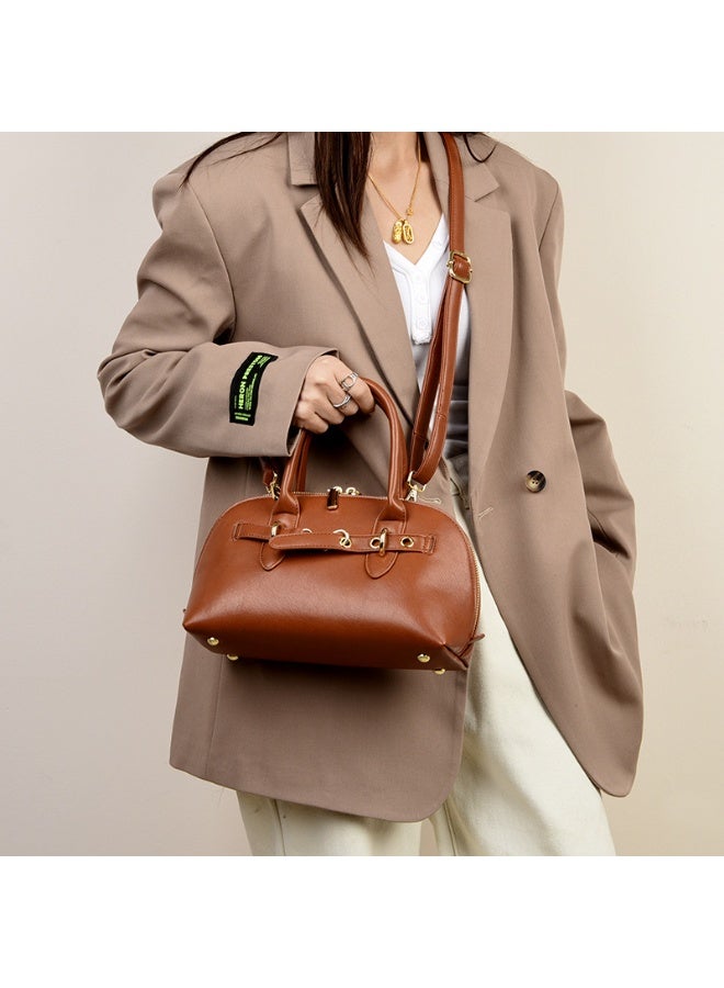Women's PU shell bag, retro belt buckle crossbody bag, fashionable and versatile small bag, elegant and classy style. - Image 1