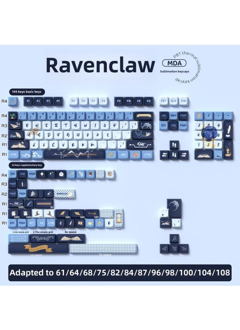 Ravenclaw Original Keycap MDA Highly Personalized Pbt Thermal Sublimation Mechanical Keyboard Cap-Color:Ravenclaw 158 Key Complete Set