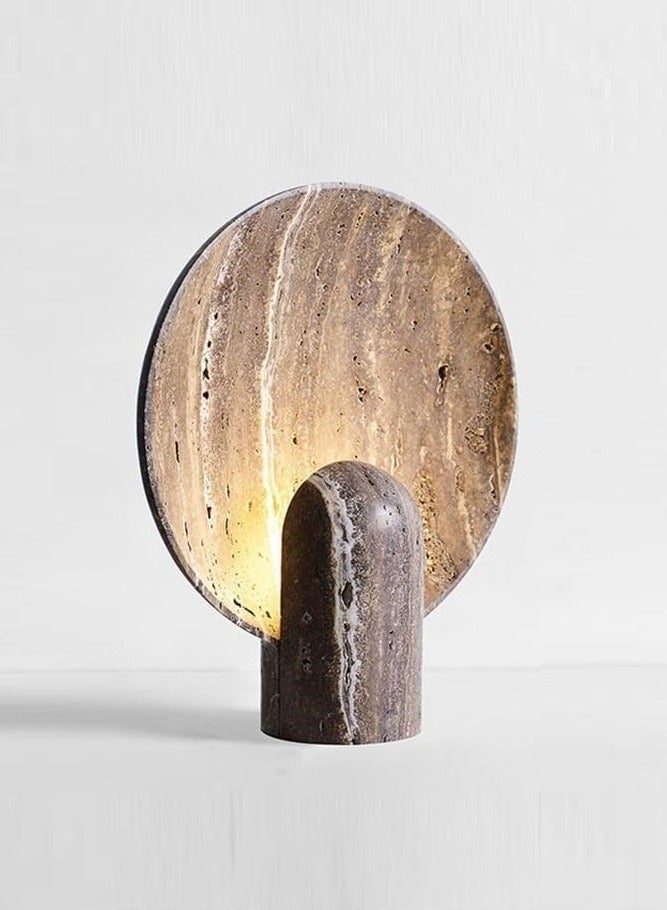 Tresor Natural Travertine Round eco-LED Lampshade for Living Room or Bedroom Decoration - Image 1