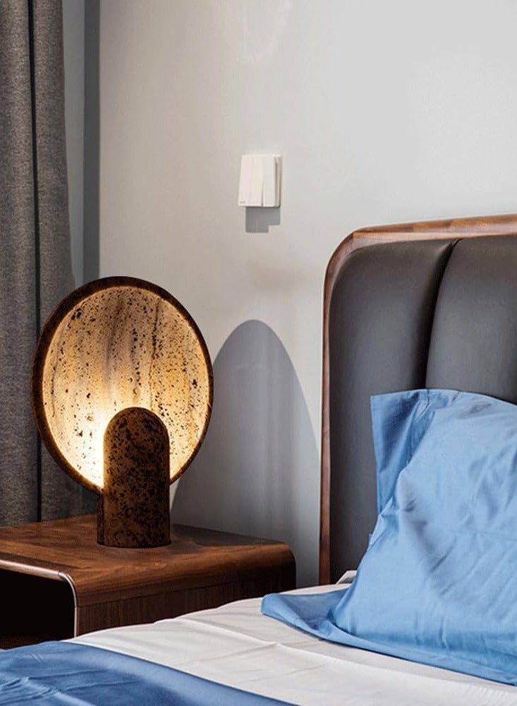 Tresor Natural Travertine Round eco-LED Lampshade for Living Room or Bedroom Decoration - Image 3
