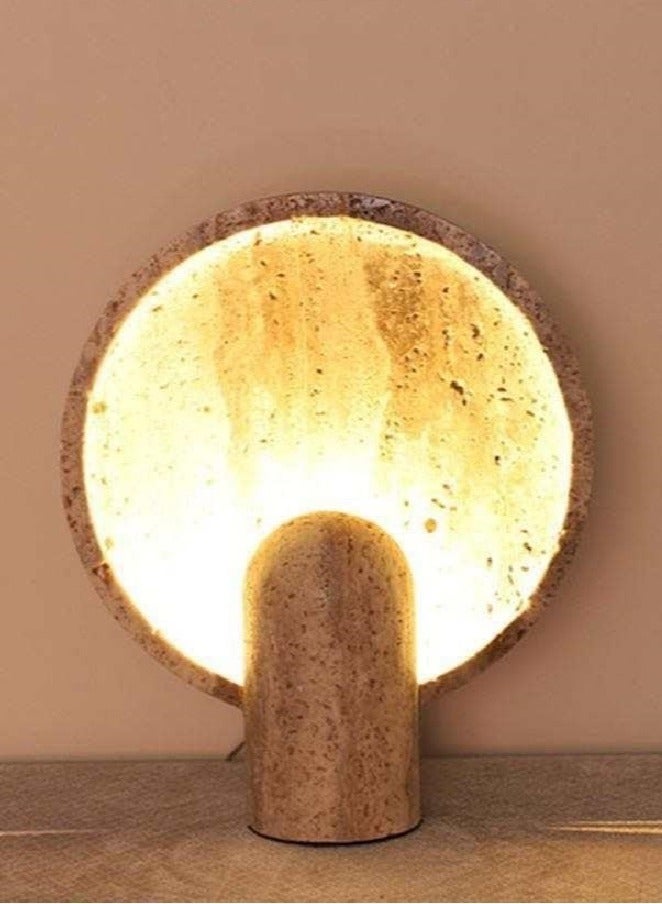 Tresor Natural Travertine Round eco-LED Lampshade for Living Room or Bedroom Decoration - Image 4