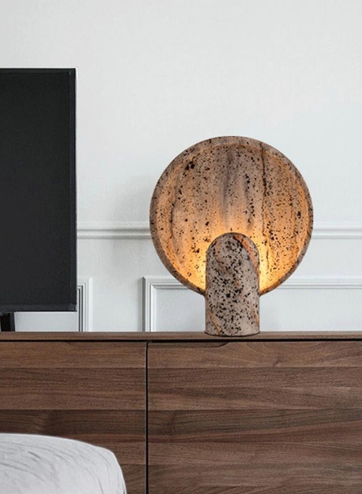 Tresor Natural Travertine Round eco-LED Lampshade for Living Room or Bedroom Decoration - Image 2