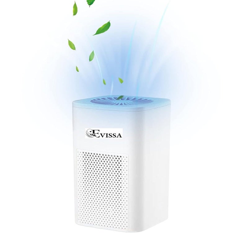 Evissa Desktop Air Purifier Portable USB Air Purifiers with HEPA Filter for Office Bedroom Home Effectively Removes Pollutants Dust Odor Super Quiet Powered by USB No Adapte White - Image 1
