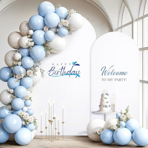 Psasrm Wedding Arch Cover,Set of 3 (7.2ft+6.6ft+6ft) Double Color Cover Spandex Fitted Arch Stand for Birthday Party Baby Shower Wedding Stand Decoration (White+Beige) - Image 3