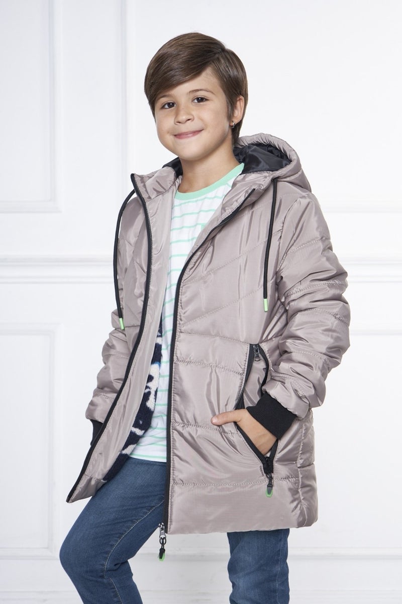 Sivaist Cream Boy Water and Windproof Thick Fur Inside Washable Coat & Overcoat  - Image 1