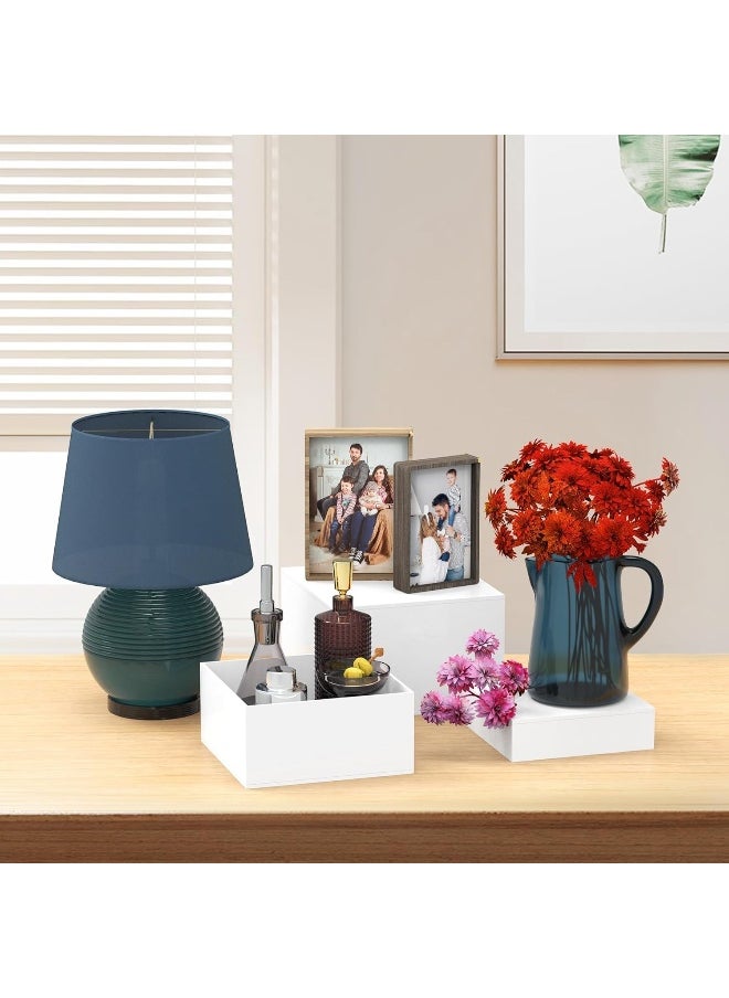 Horoof Market - Horoof Home® Set of 3 White Acrylic Buffet Risers, Cube Display Stands with Hollow Bottoms, Nesting Food and Décor Risers for Parties, Catering, and Events - Image 1