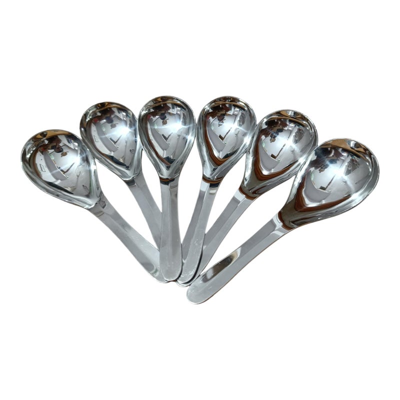 Puthak Stainless Steel Dinner Children Adult Deepen Thickened Soup Spoon, 6-Pack, Silver - Image 3