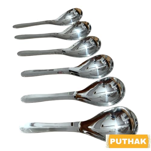 Puthak Stainless Steel Dinner Children Adult Deepen Thickened Soup Spoon, 6-Pack, Silver - Image 5