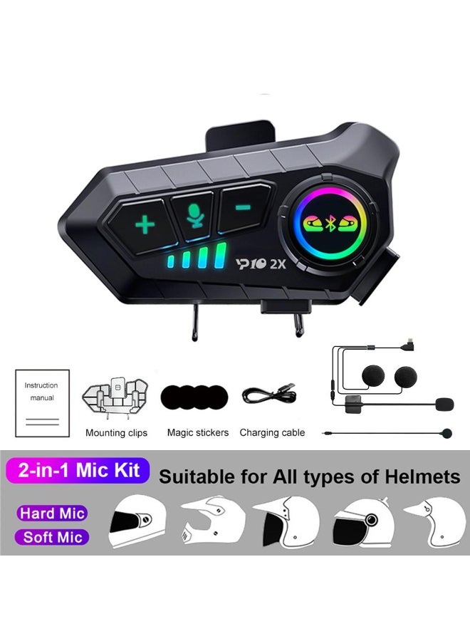 Generic 2pcs Universal Motorcycle Intercom/Headset for 2 Riders Helmet intercommuni 300M 2000mAh Bluetooth 5.3 Earphone Interphone 2-in-1 Mic for All Helmet  - Image 2