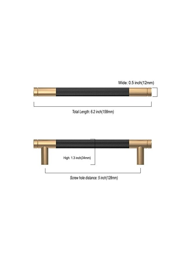 PROMASS promass 10 Pack 5 Inch(128mm) Matte Black and Champagne Bronze Cabinet Pulls Knurled Cabinet Handles Cupboard Handles Kitchen Cabinet Hardware for Cupboard Drawer Pulls  - Image 3