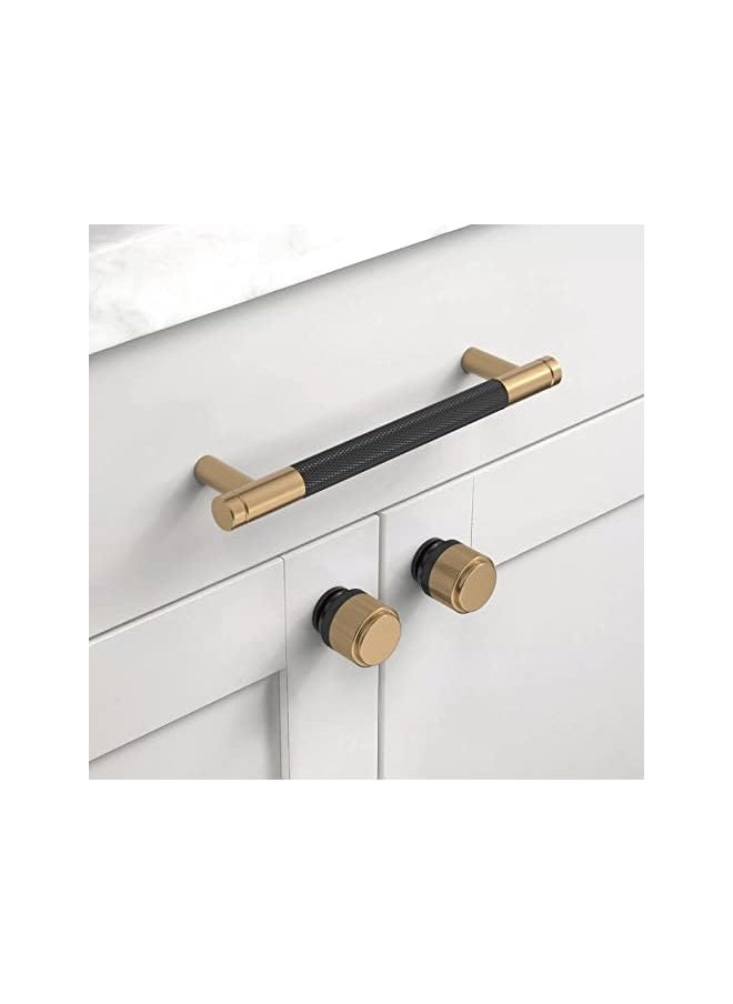 PROMASS promass 10 Pack 5 Inch(128mm) Matte Black and Champagne Bronze Cabinet Pulls Knurled Cabinet Handles Cupboard Handles Kitchen Cabinet Hardware for Cupboard Drawer Pulls  - Image 2