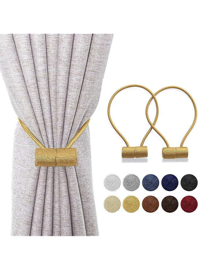 The Bros Upgraded 16 Inch Magnetic Curtain Tiebacks, Strong Gold Magnets, Curtains Holder for Home Office Window Decor - Image 1