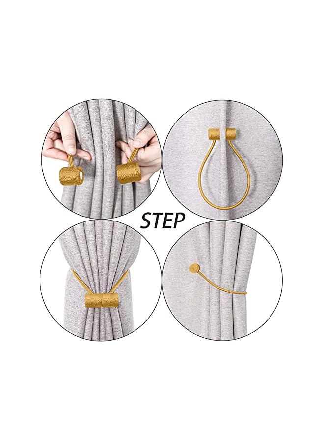 The Bros Upgraded 16 Inch Magnetic Curtain Tiebacks, Strong Gold Magnets, Curtains Holder for Home Office Window Decor - Image 4