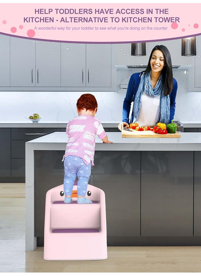Hihonor Foldable 2 Baby  Step Stool 1 To 4 Years, Pink  - Image 4