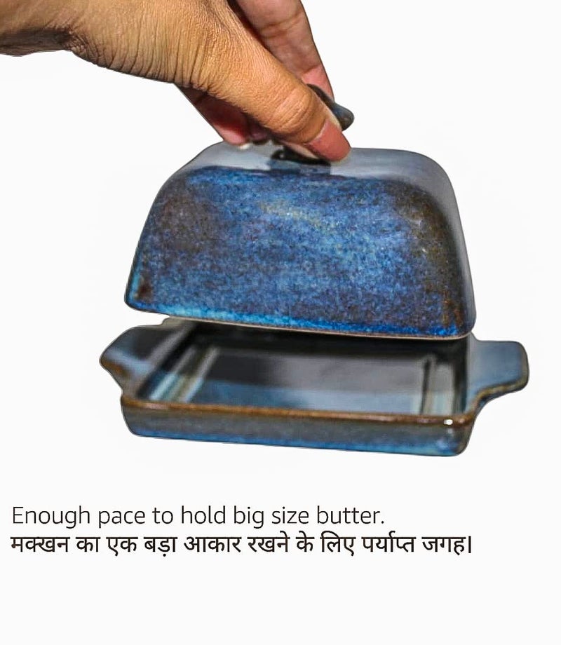 Mirakii Ceramic Butter Dish with Lid and Handle, Perfect for Kitchen and Restrurent Serving Butter or Starter (Antique) - Image 3