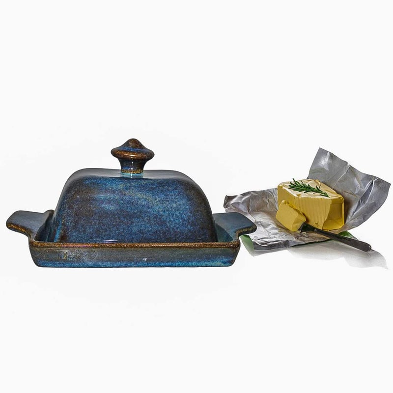 Mirakii Ceramic Butter Dish with Lid and Handle, Perfect for Kitchen and Restrurent Serving Butter or Starter (Antique) - Image 1