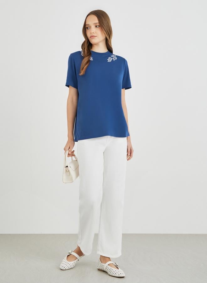 Take Two Leaf Embroidered Oversized T-Shirt - Image 2
