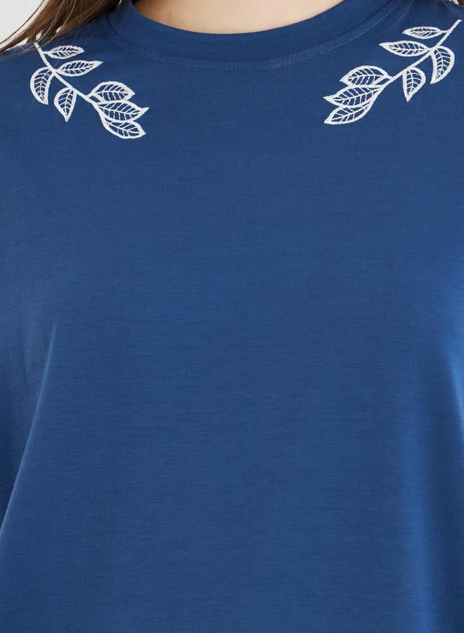 Take Two Take Two Leaf Embroidered Oversized T-Shirt