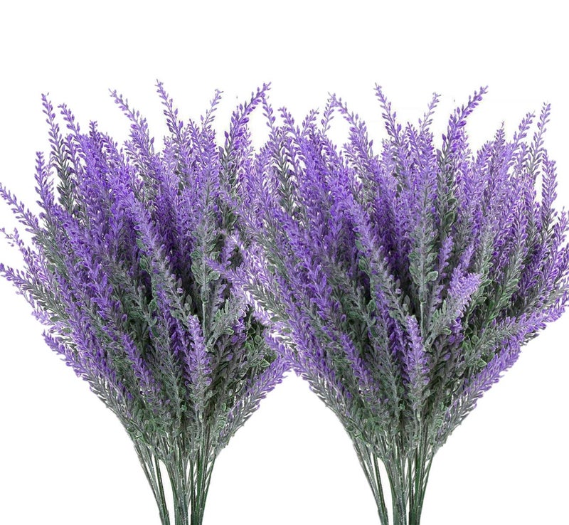 LOVENIMEN Artificial Lavender Flowers Bouquet in Purple Fake Plants Christmas Decorations Ornaments for Home Decor Wedding Garden Office Patio Decoration Party Arrangement Outdoor Indoor  8 pcs
