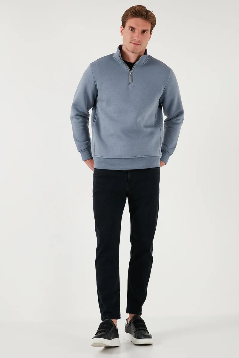 Buratti Cotton Regular Fit Half Zipper Stand Collar Sweat Men's Sweat 59052592