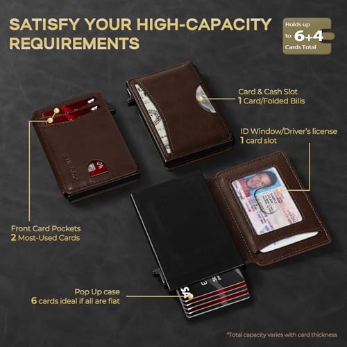 RUNBOX Slim Card Wallet for Men with ID Window Minimalist RFID Wallet PopUp Function Ultra Thin Design Metal Business Card Case Holds 8 Cards Gifts for Men Mens Accessories - Image 3