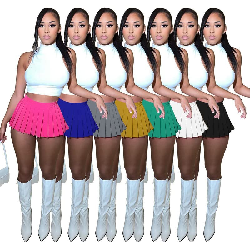 ruizedidi Mini Pleated Skirts for Women Sexy, Black Mini Skirt with Slit, Womens Girl Y2k Short Cargo Skirt, Skater A-line Pleated Skirt Black M - Image 3