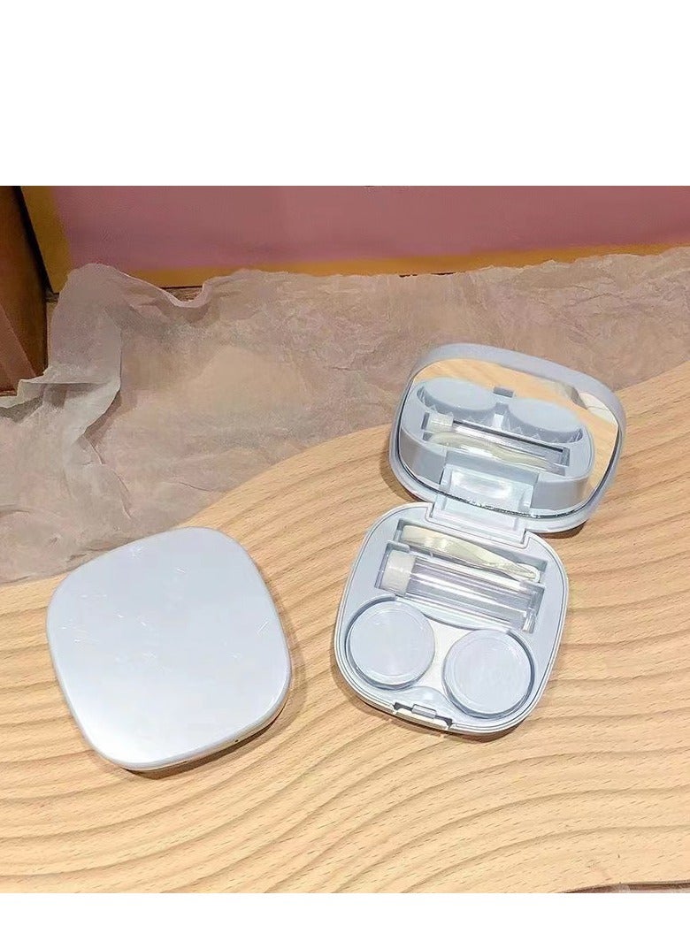 حافظة عدسات لاصقة، علبة عدسات لاصقة صلبة للسفر، مجموعة تخزين حاوية للنقع، لطيفة مع مرآة، ملاقط، عصا أداة إزالة، حل حامل حاوية علبة الاتصال بالعين للاستخدام اليومي في الهواء الطلق - Image 1