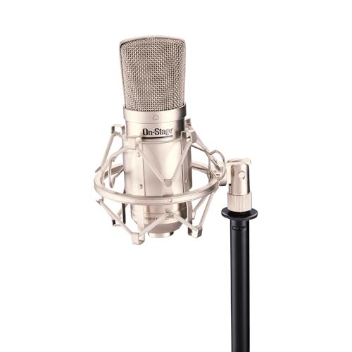 OnStage حامل الصدمات MY410CG من On-Stage لميكروفونات الاستوديو 42–48 مم (حامل تعليق مرن لميكروفونات المكثف ذات الغشاء الكبير، قابل للتعديل، عزل الاهتزاز، محول فولاذي، خيوط 5/8"-27، تشطيب شامبانيا) - Image 2