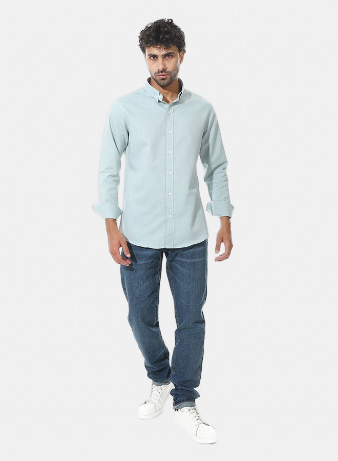 Andora Self Pattern Classic Neck Shirt _ Light Mint - Image 5
