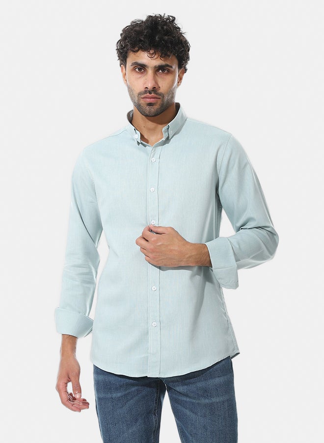 Andora Self Pattern Classic Neck Shirt _ Light Mint - Image 1