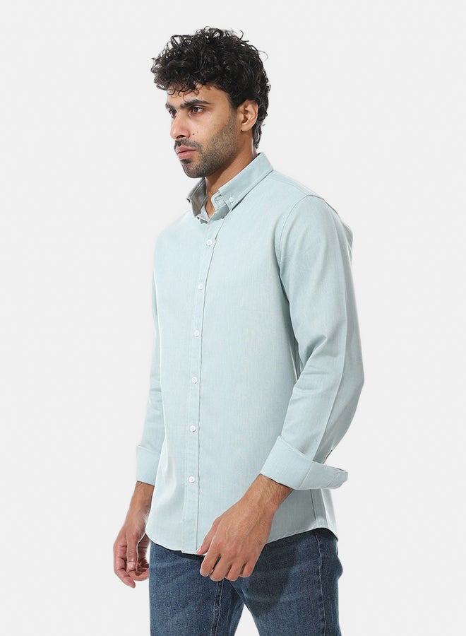 Andora Self Pattern Classic Neck Shirt _ Light Mint - Image 2