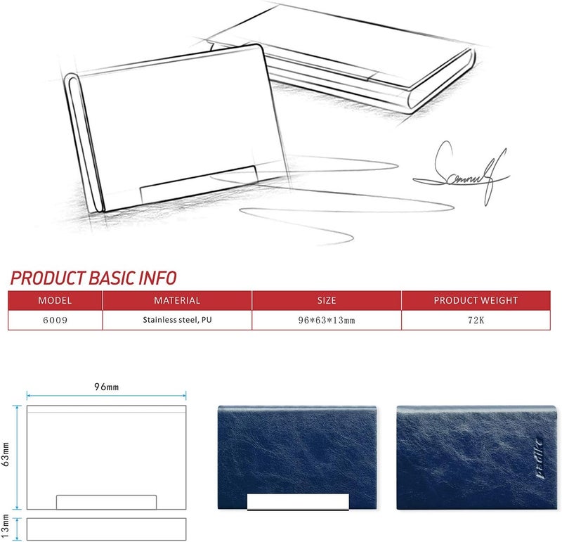 Padike Business Card Holder, Faux Leather Wallet with RFID Protection, V-Blue, Unisex - Image 2