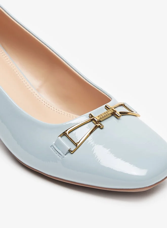 Celeste Women's Solid Pumps with Metallic Detail and Block Heels