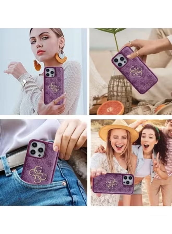 جس غلاف iPhone 17 Pro Max، بتصميم جلدي وشعار معتمد من العلامة التجارية العالمية غيس - Image 2